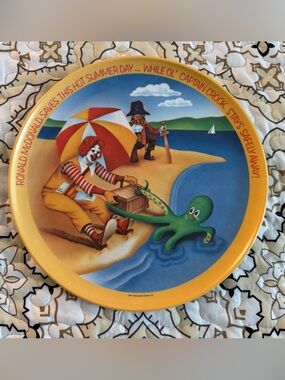 McDonald's Vintage 1977 Plastic Plate Ronald McDonald Saves This Hot Summer Day